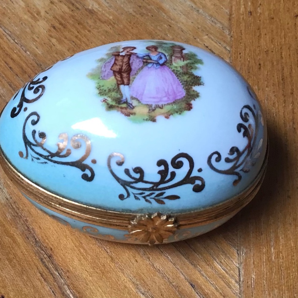 Limoges Vintage Egg Trinket Box Authentic